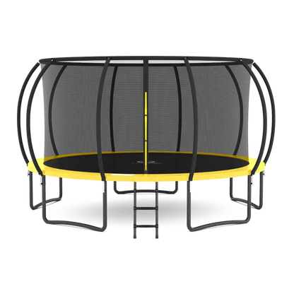 Jumpzylla 16-Foot Enclosed Trampoline with Dual-Tone Safety Pad  ASTM-Certified, Stable 4-Leg Design