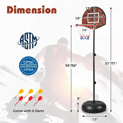 2-in-1 Toddler Basketball Hoop  Adjustable Goal with Integrated Dartboard and Fillable Base