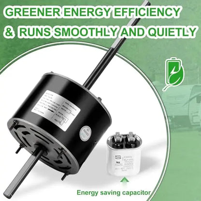 1/3 HP RV Air Conditioner Motor & Capacitor  Direct Replacement for Coleman Mach, Fasco D1092  5-Year Warranty