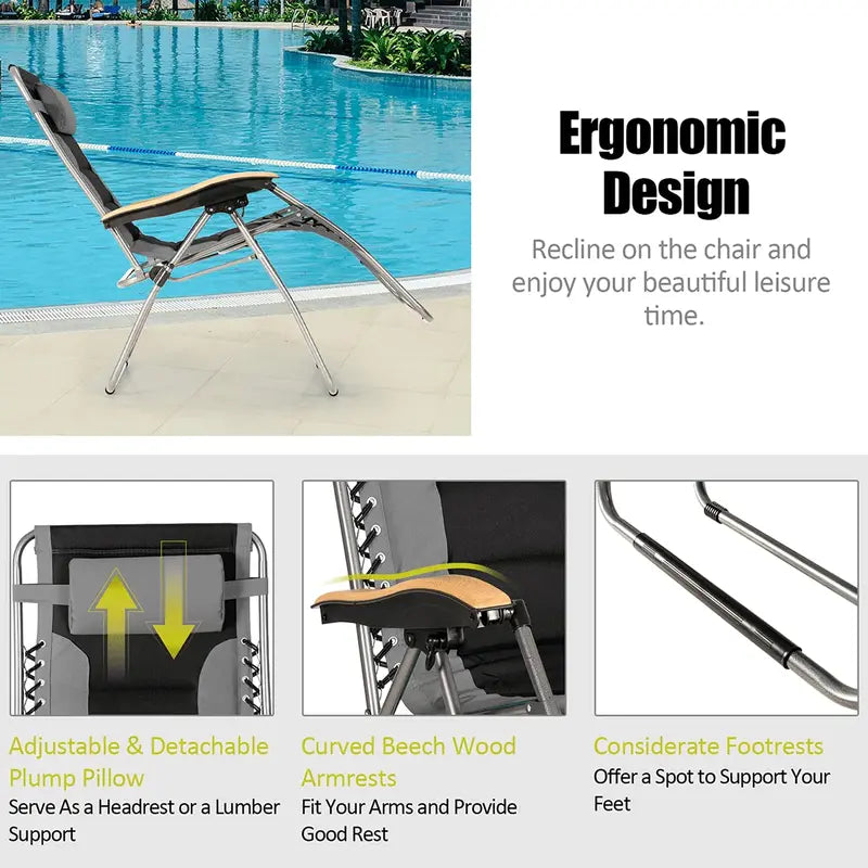 Zero Gravity Reclining Lounge Chair  Compact Foldable Design for Relaxation