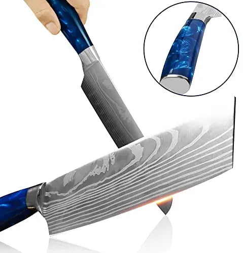 XYJ Stainless Steel 8-Piece Kitchen Knife Set with Ergonomic Handles, Sheaths & Carry Case