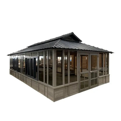 26 ft W × 15.5 ft D Solid Wood Patio Gazebo  Rustic Outdoor Garden Structure