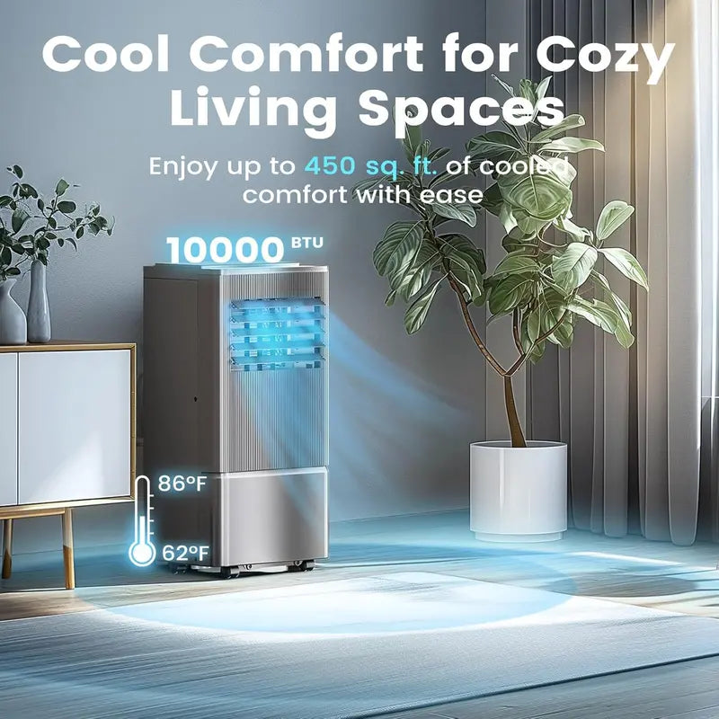 Air Choice 10,000 BTU Portable AC  3-in-1 Cooling, Dehumidifying & Fan Unit for Rooms up to 450 sq ft, Includes Window Kit & Remote