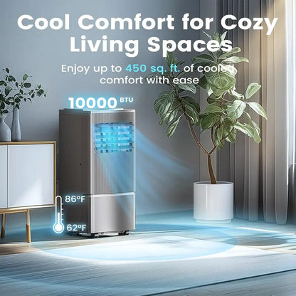 Air Choice 10,000 BTU Portable AC  3-in-1 Cooling, Dehumidifying & Fan Unit for Rooms up to 450 sq ft, Includes Window Kit & Remote