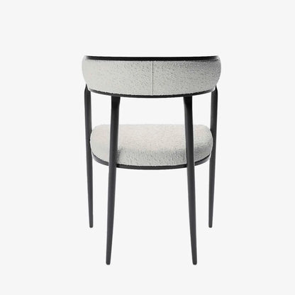Chaise de salle   manger design dossier arrondi bouclette gris cr me Aurore