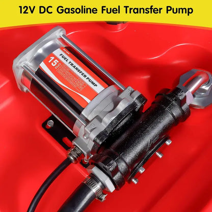 48-Gallon Portable Fuel Transfer Tank  12V DC Self-Priming Pump, 15 GPM Flow Rate, 13.1 ft Hose & Auto-Nozzle for Gasoline & Diesel