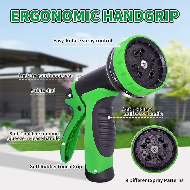 50 FT Flexible and Expandable Garden Hose  Strongest Triple Latex Core with 3/4″ Solid Brass Fittings and 8 Function Spray Nozzle, Easy Storage Kink Free Water Hose