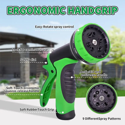50 FT Flexible and Expandable Garden Hose  Strongest Triple Latex Core with 3/4″ Solid Brass Fittings and 8 Function Spray Nozzle, Easy Storage Kink Free Water Hose