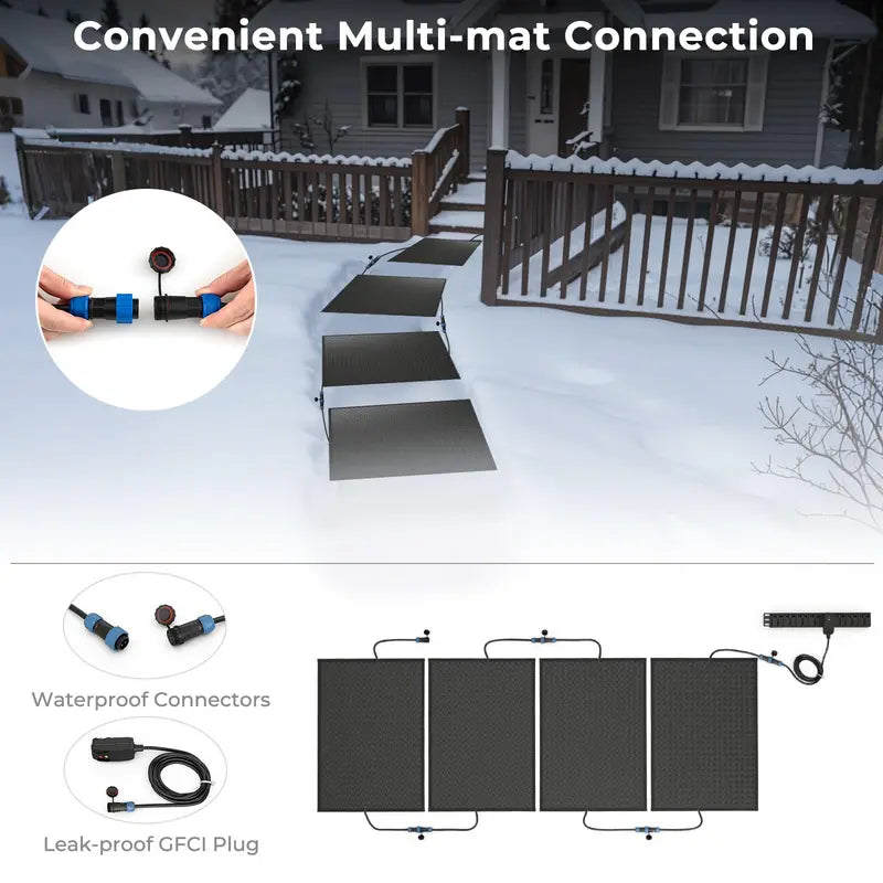 20″ x 30″ Heated Snow Melt Mat  Outdoor De-Icing Pad with Power Cord + 2 Cordless Options