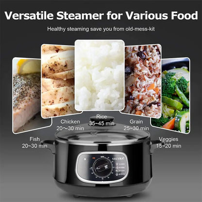 Dual-Layer Electric Food Steamer  8.5L Glass-Covered Stainless Steel Steaming Basket Set, Stackable Design with Built-in Timer