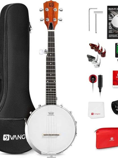 Banjo 5-String Full Size Set with Resonator & Remo Head, Beginner Kit with Closed Back, Premium Accessories  26 Inch