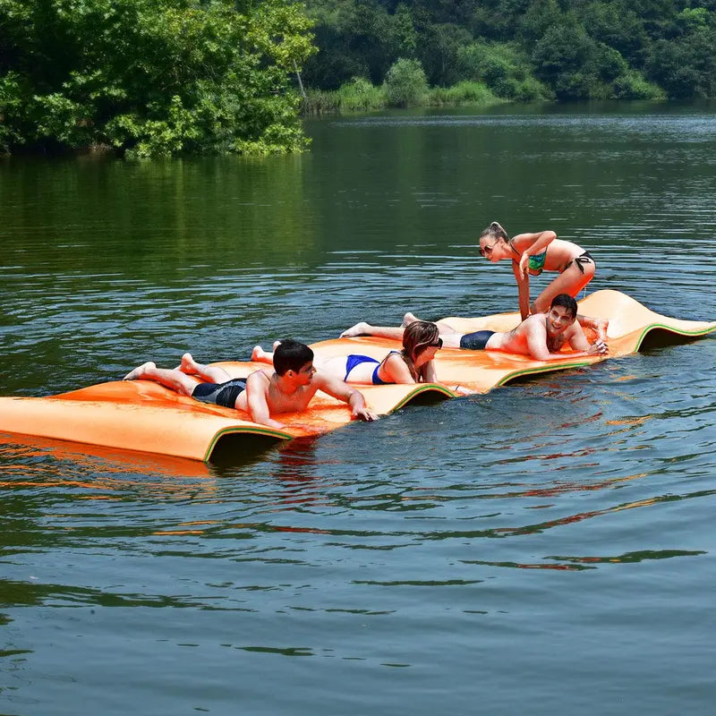 12′ x 6′ Floating Water Mat  Triple-Layer XPE Foam Pad for Pool or Lake Use