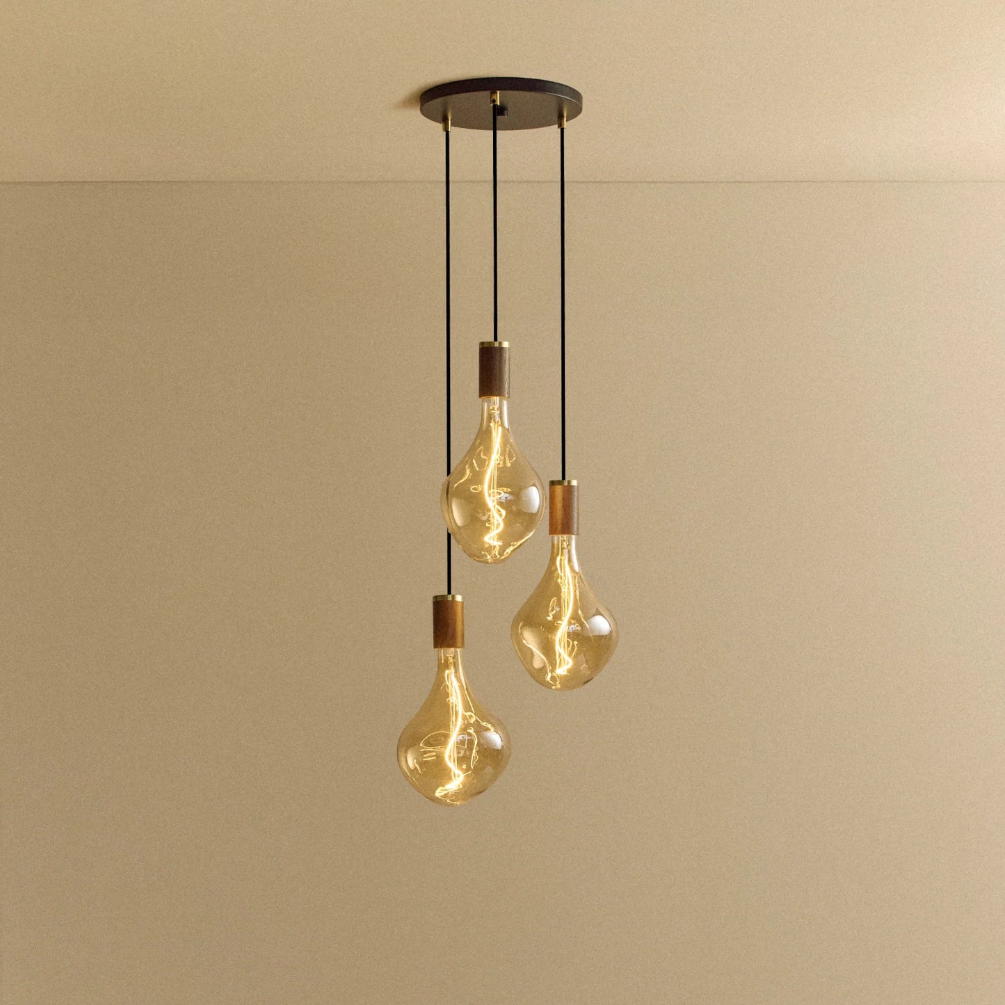 Triple Pendant in Walnut + Voronoi II