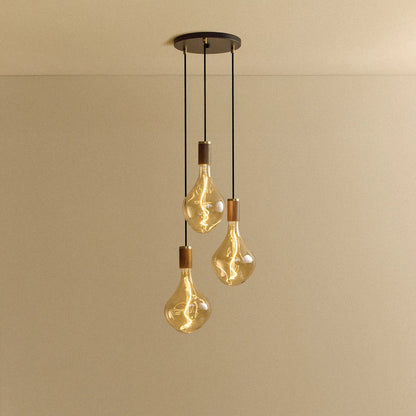 Triple Pendant in Walnut + Voronoi II