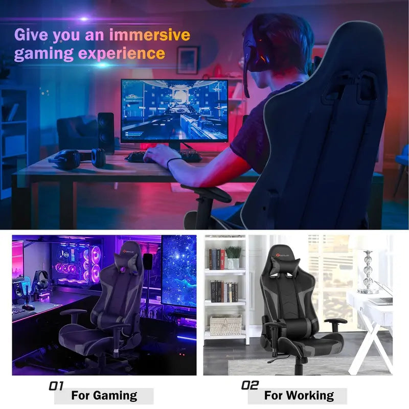 Ergonomic Gaming Chair  Massage-Enabled Racing Office Chair for PC and Console