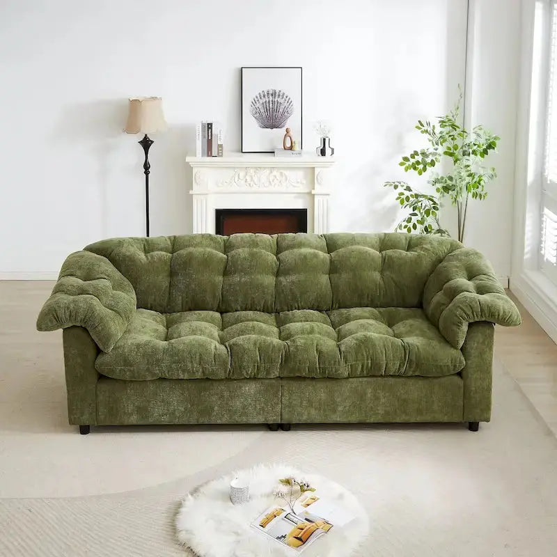 Chenille Deep-Seat Cloud Sofa — Plush Upholstered Comfort Sofa with Extra-Soft Backrest and Seat Cushions