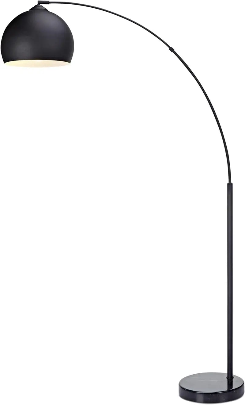Brightech Arc Floor Lamp 68.1″ with Chrome Bell Shade and Faux White Marble Base for Living Room, Office, Bedroom