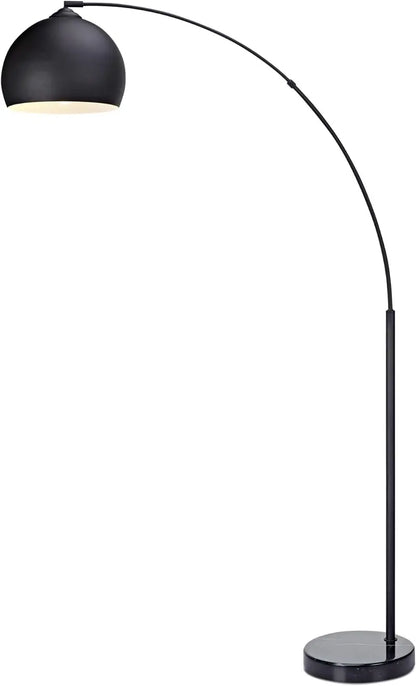 Brightech Arc Floor Lamp 68.1″ with Chrome Bell Shade and Faux White Marble Base for Living Room, Office, Bedroom