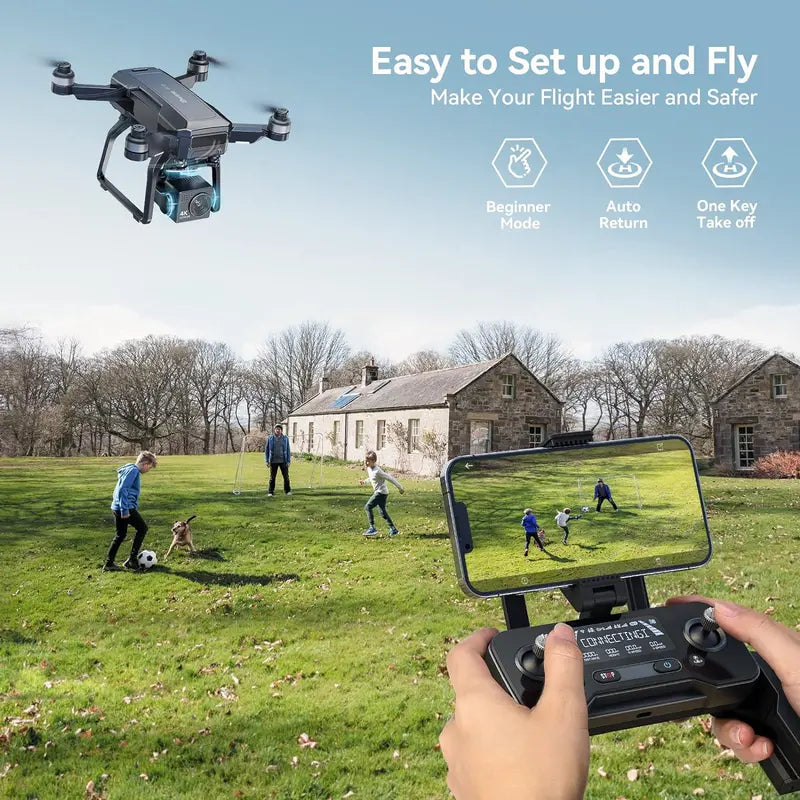 Professional 4K GPS Drone for Adults  3-Axis Gimbal, 2-Mile Range, 75-Min Flight Time, Triple Battery Kit