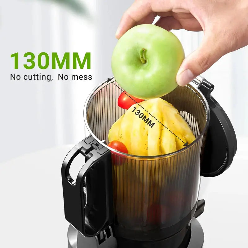 AMZCHEF Masticating Juicer  5.3-Inch Feed Chute, Slow Cold-Press Technology