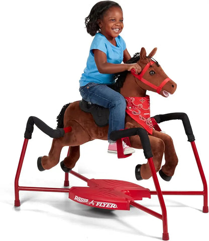 Brown Plush Interactive Ride-On Horse Toy for Kids