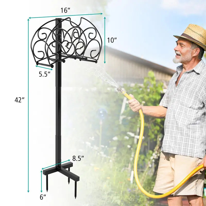 Detachable Metal Garden Hose Holder with Triple Anchor Points