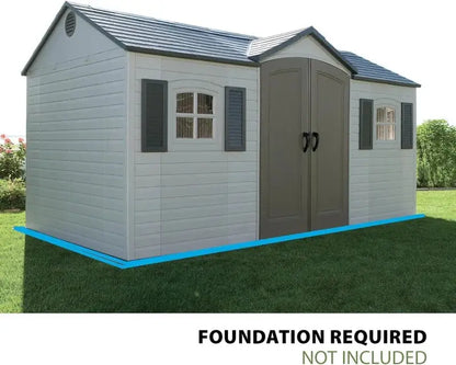 Lifetime 8 ft × 15 ft Outdoor Storage Shed  Desert Sand Color, Weather-Resistant Design