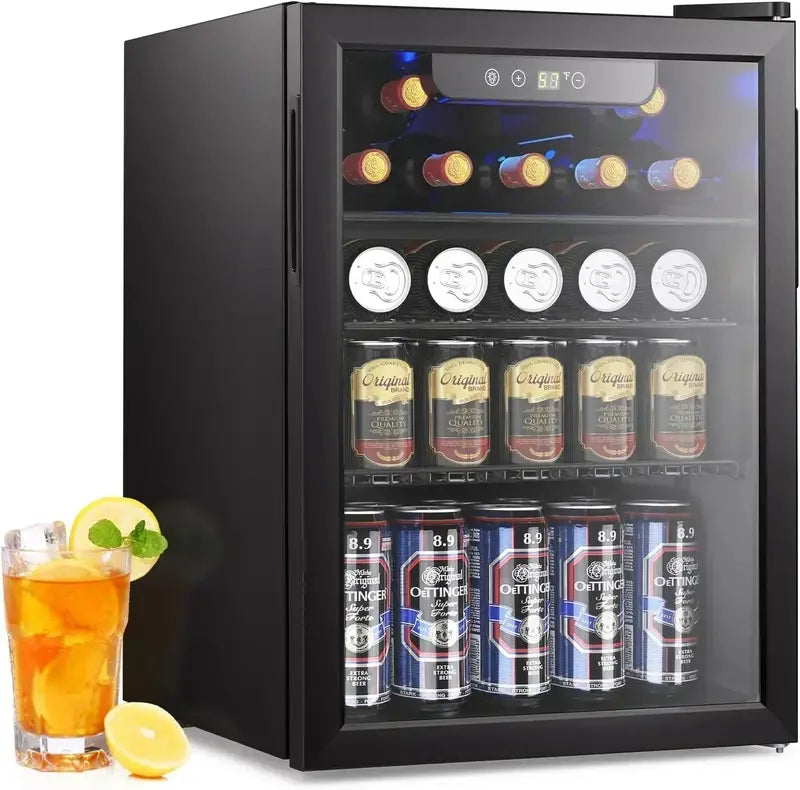 130-Can Adjustable-Temp Beverage Refrigerator  Freestanding Drink Cooler with Digital Controls