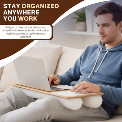 Ergonomic Lap Desk for Remote Work Featuring Integrated Mouse Pad, Cushion & Device Slot