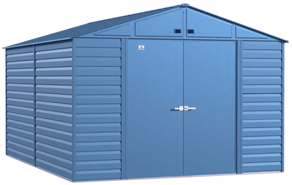 Arrow Select 10′ x 14′ Steel Storage Shed  Blue-Grey Finish, Weather-Resistant Construction
