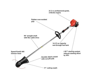 ECHO SRM-225 21.2 cc Gas-Powered Straight-Shaft String Trimmer for Landscaping