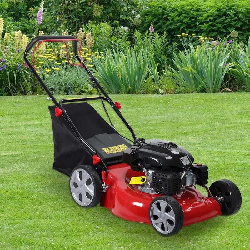 Self-Propelled Gas Lawn Mower with 141cc Engine, 50L Grass Catcher &amp; Large Wheels