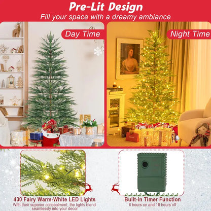 6.5-Foot or 7.5-Foot Simulated Cypress Christmas Tree with Warm White Fairy Lights