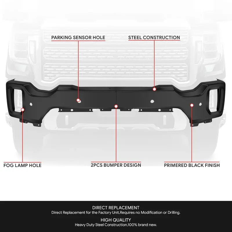 Modular Front Bumper for 20202023 GMC Sierra 2500/3500 HD  Includes Parking Sensor Cutouts