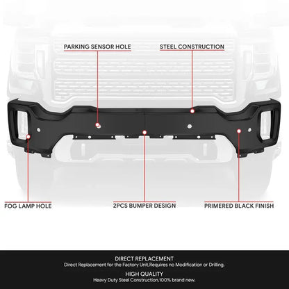Modular Front Bumper for 20202023 GMC Sierra 2500/3500 HD  Includes Parking Sensor Cutouts