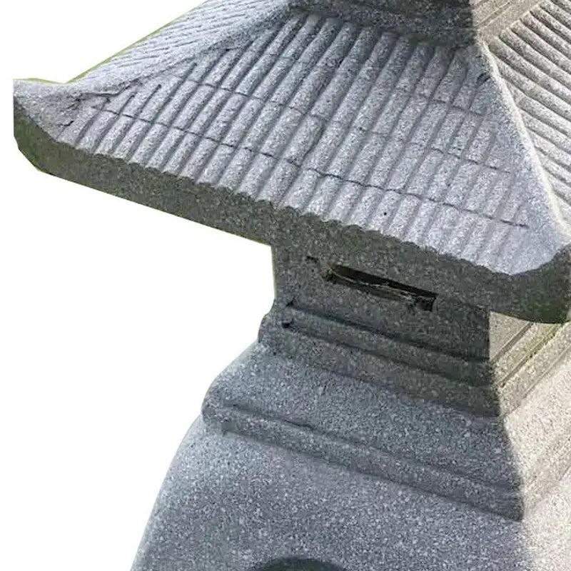 HomeRoots 473207 26 in. Dark Gray Pagoda Solar Light Lantern Outdoor Statue, Black