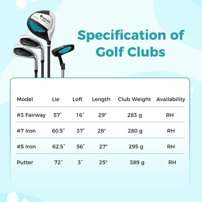 Junior Right-Handed Golf Club Set for Kids Including Stand Bag & Weatherproof Rain Hood
