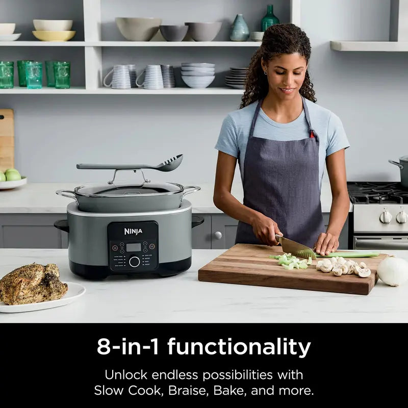 8.5-Quart Multi-Cooker  8-in-1 Functionality, Oven-Safe Pot, Glass Lid & Spoon