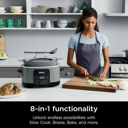 8.5-Quart Multi-Cooker  8-in-1 Functionality, Oven-Safe Pot, Glass Lid & Spoon