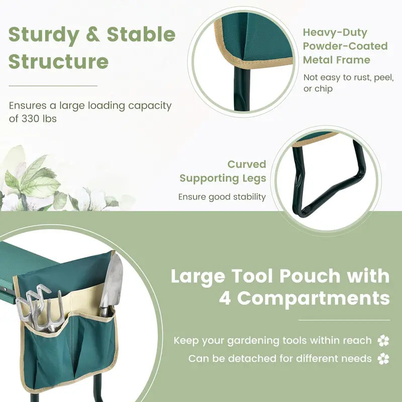 Heavy-Duty Folding Kneeler Bench  Gardening Pad with Cushioned Support