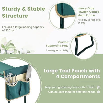 Heavy-Duty Folding Kneeler Bench  Gardening Pad with Cushioned Support
