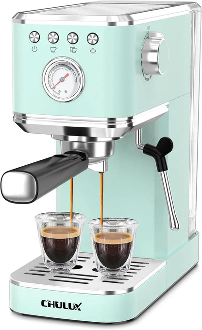 CHULUX Slim 20-Bar Espresso Machine with Automatic Milk Frother  Compact Italian-Style Coffee Maker