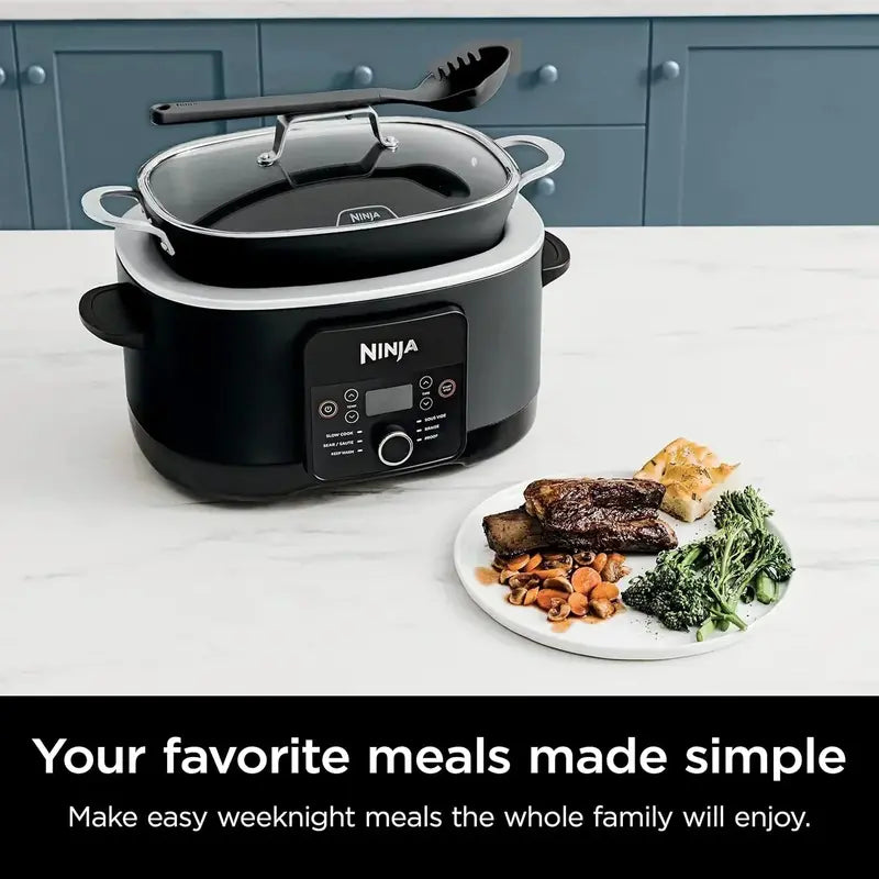 Ninja Slow Cooker 8.5QT  Dutch Oven Style Multi-Cooker with Steam Lid and Integrated Spoon