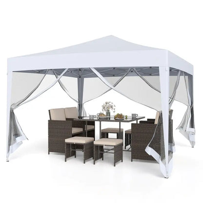 10×10 FT Pop-Up Canopy Tent  Instant Setup Outdoor Shelter with Mesh Panels, Carry Bag & Adjustable Height