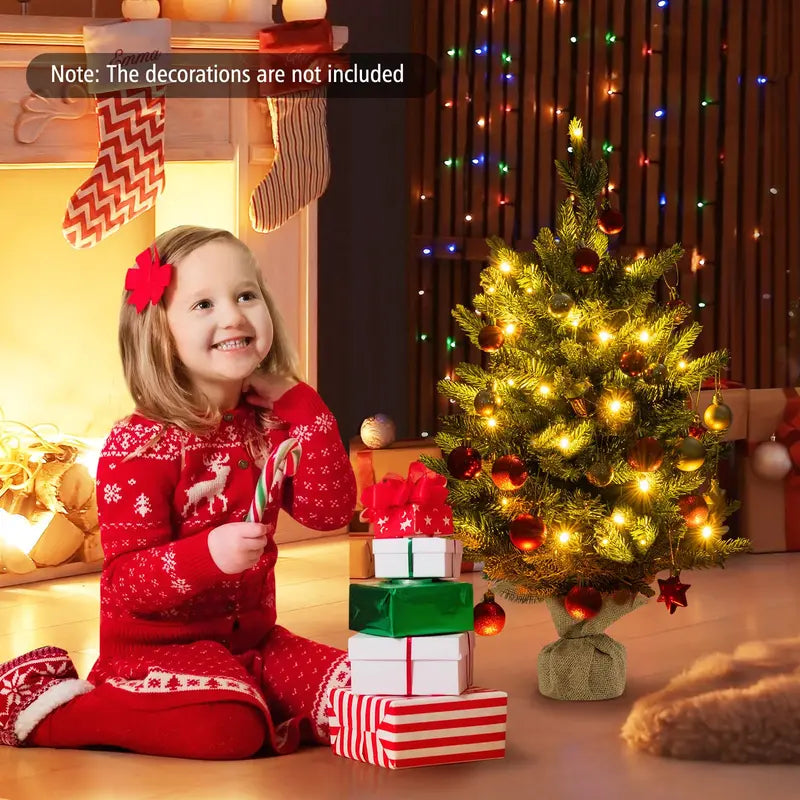 2-Foot Tabletop Pre-Lit Spruce Christmas Tree with 35 Warm White LED Lights