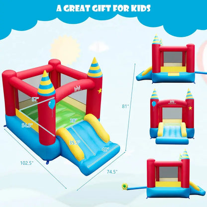 Costway Inflatable Bouncer for Kids  Indoor/Outdoor Jumping Castle with 480W High-Flow Blower & Safety Features