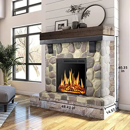 50-Inch Electric Fireplace with Stone Mantel  Y4926 All-in-One Hearth Package