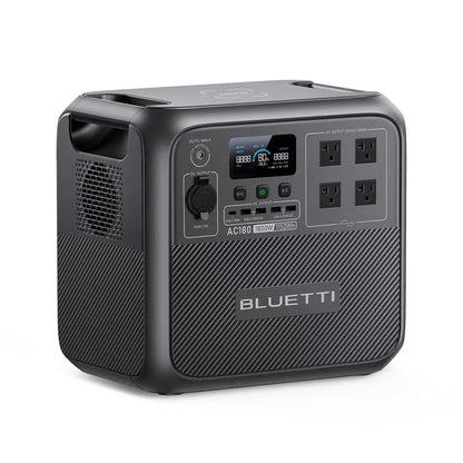 BLUETTI AC180 Portable Power Station, 1152Wh LiFePO4 Battery, 1800W Output, Fast Charging, Solar Compatible