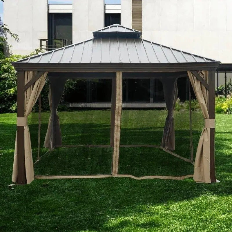 Alexander 12′ x 12′ Aluminum Backyard Patio Gazebo  Rust-Resistant Frame