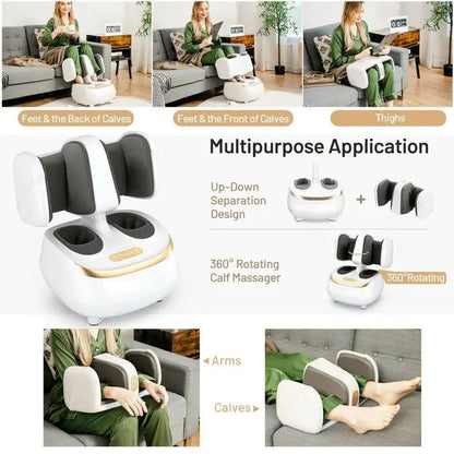 Premium Shiatsu Foot & Calf Massager  2-in-1 Electric Device with Heat Therapy and Rolling Nodes